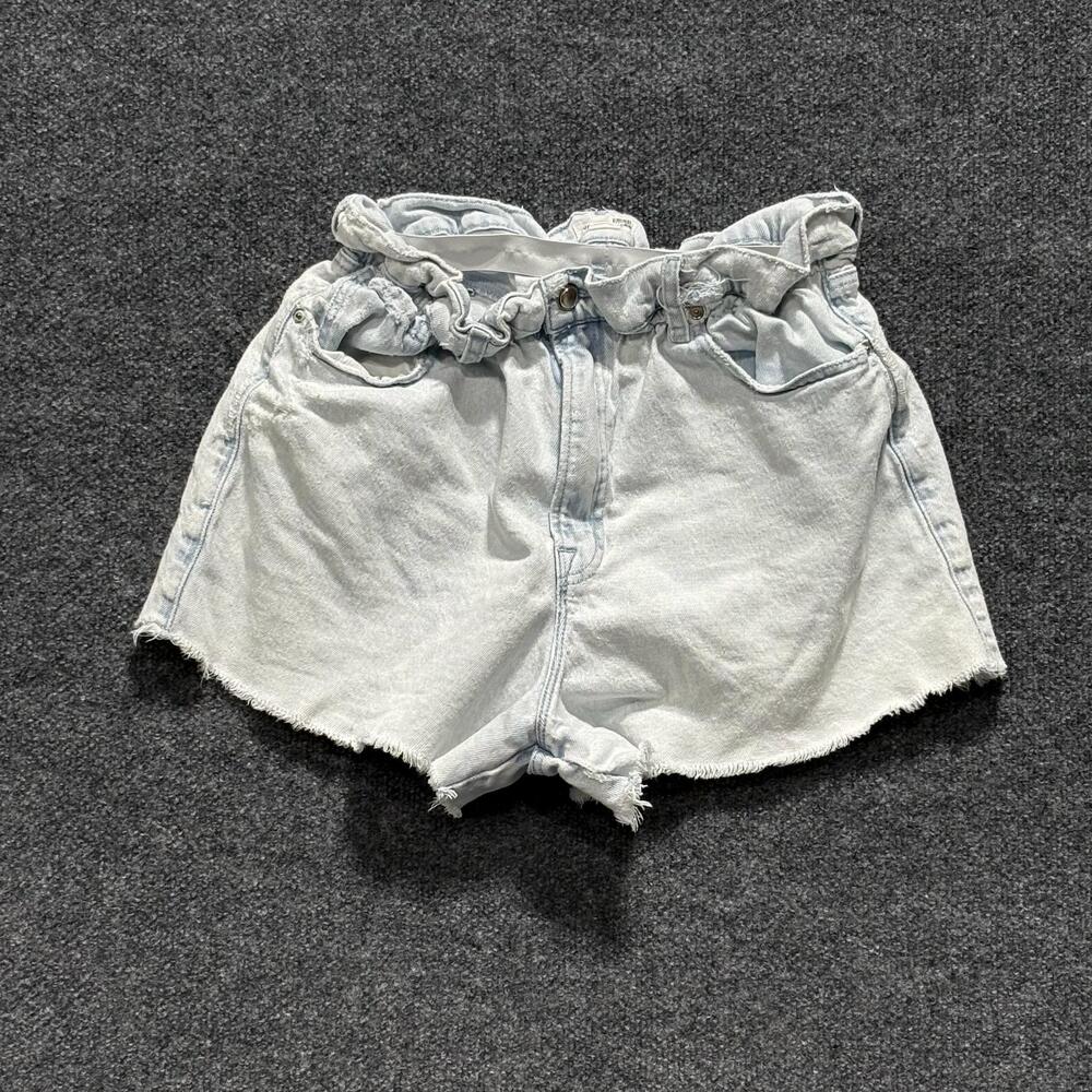 Good American Shorts Womens 8 29 Blue Paperbag Denim Raw Hem High Rise Casual